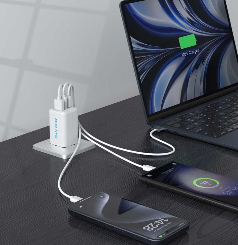 IBERRY Hİ65 COMPACT SUPER FAST COLD 65W GaN SEYAHAT ŞARJ ALETİ 2 USB C + USB A - Görsel 3