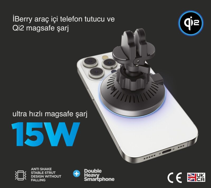 IBERRY MAGPORT MG3 Qİ2 WIRELESS KLİPSLİ TELEFON TUTUCU - Görsel 3
