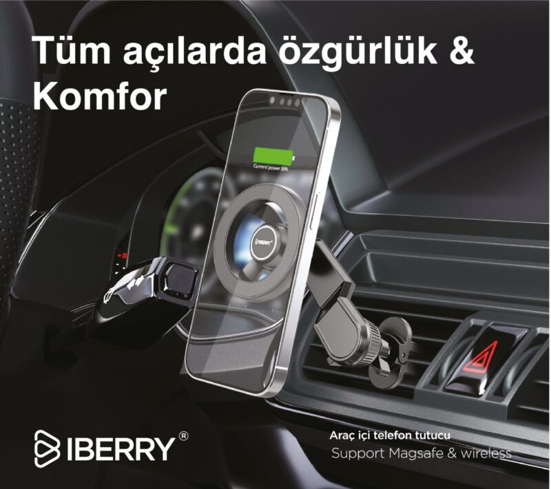 İBERRY MAGLOCK ARM 5 KLİPSLİ MAGSAFE ARAÇ İÇİ TELEFON TUTUCU - Görsel 4