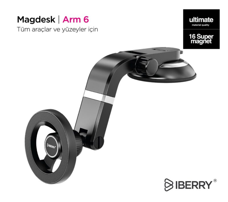 İBERRY MAGLOCK ARM 6 VANTUZLU MAGSAFE ARAÇ İÇİ TELEFON TUTUCU - Görsel 5