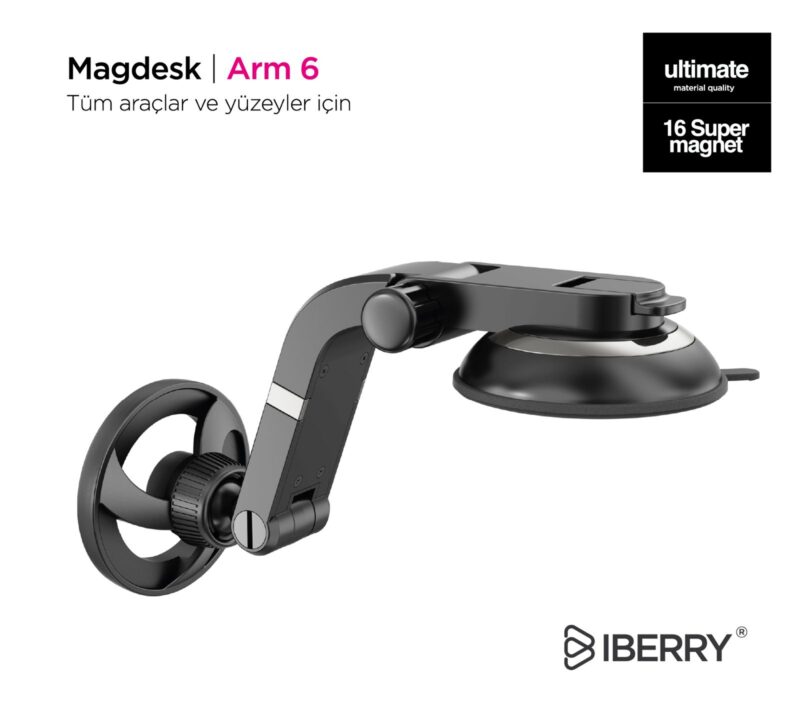 İBERRY MAGLOCK ARM 6 VANTUZLU MAGSAFE ARAÇ İÇİ TELEFON TUTUCU - Görsel 6