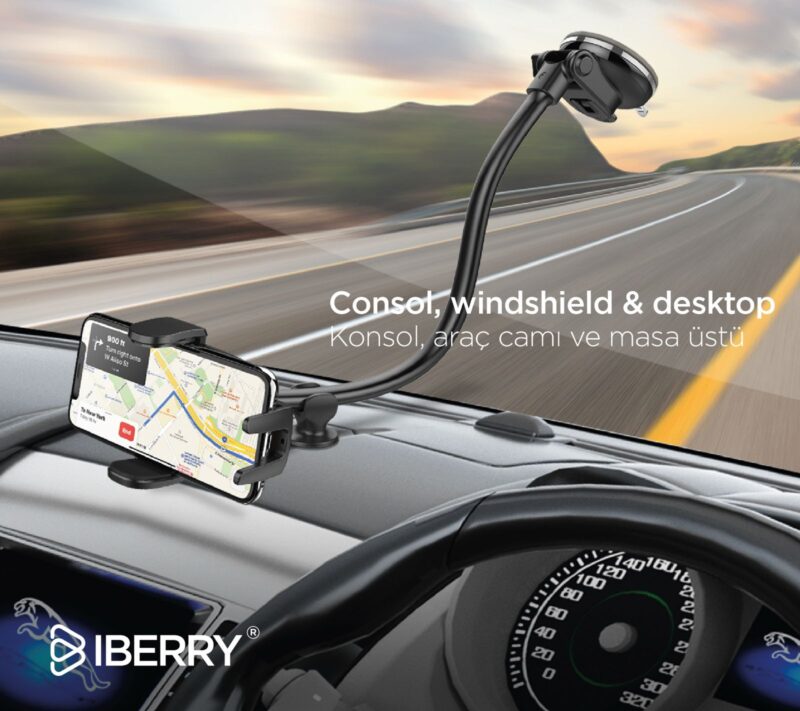 İBERRY LONG PAW T2 VANTUZLU ARAÇ İÇİ TELEFON TUTUCU - Görsel 4