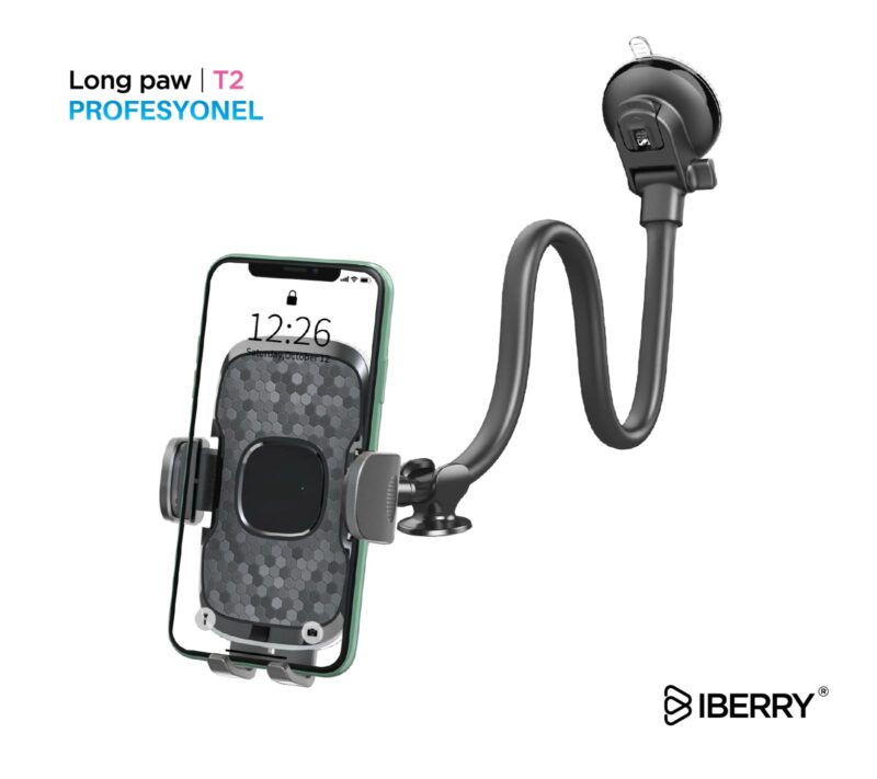 İBERRY LONG PAW T2 VANTUZLU ARAÇ İÇİ TELEFON TUTUCU