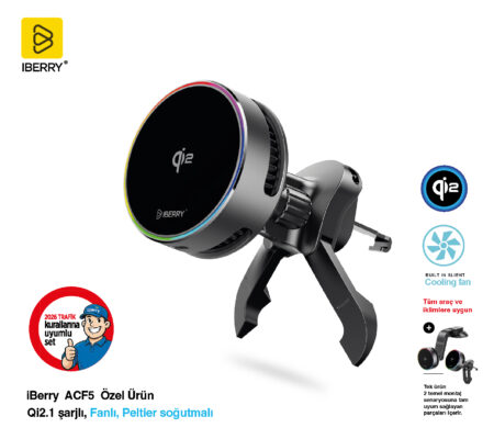 Şarjlı ACF 5 Qi2, Telefon Tutucu Peltier Soğutmalı Fanlı