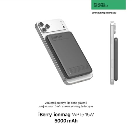 IBERRY WPT5 5000 mAh GRİ MAGSAFE POWERBANK